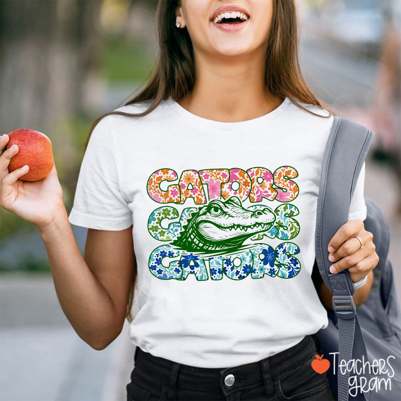 Personalized Floral School Spirit Game Day Teacher T-Shirt