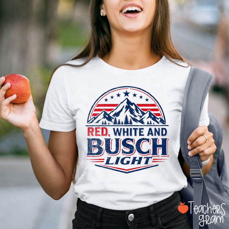 Red White And Busch Light Teacher T-Shirt