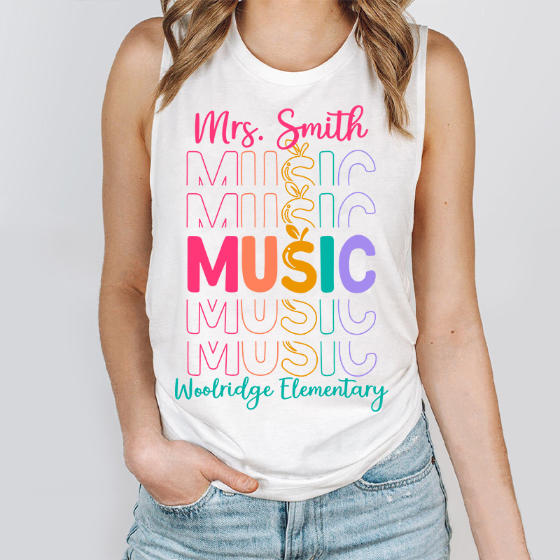 Personalized Colorful Apple Teacher Tank Top