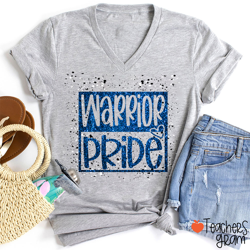 Personalized Mascot Confetti And Glitter Teacher Female V-Neck T-Shirt