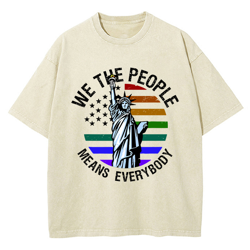 We The People Means Everybody Teacher Washed T-Shirt