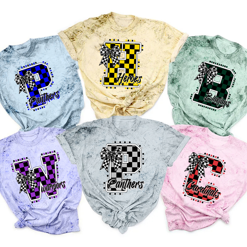 Personalized Mascot Checkered Print Teacher Printed Super Soft T-Shirt