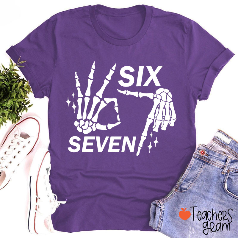 67 Halloween Skeleton Hands Teacher T-Shirt