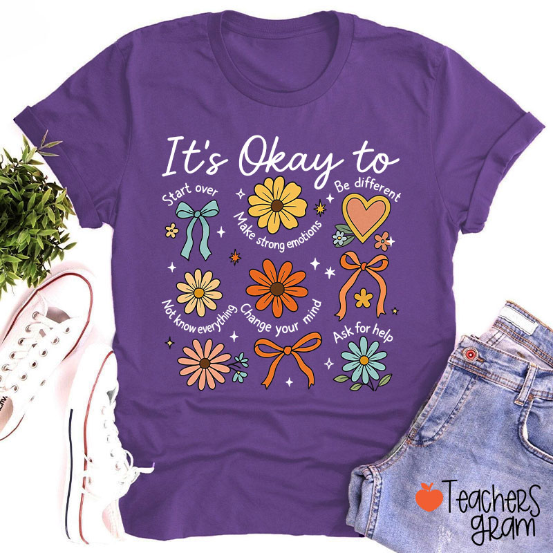 Retro Daisy It's Okay To Teacher T-Shirt