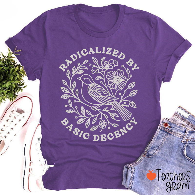 Radicalized By Basic Decency Social Justice Teacher T-Shirt