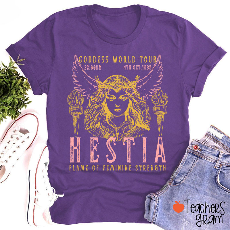 Hestia Flame Of Feminine Strength Teacher T-Shirt