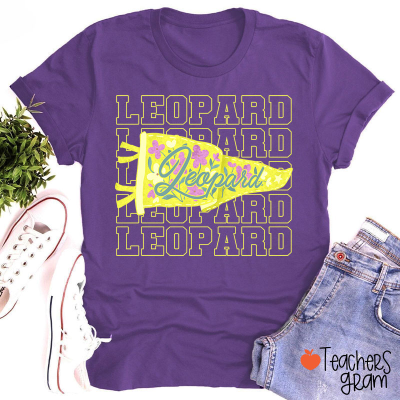 Personalized Mascot Flowers Pennant Teacher T-Shirt