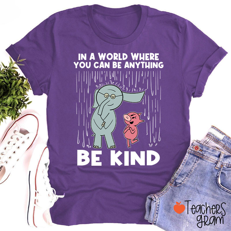Be Kind In A World Where You Can Be Anything Teacher T-Shirt