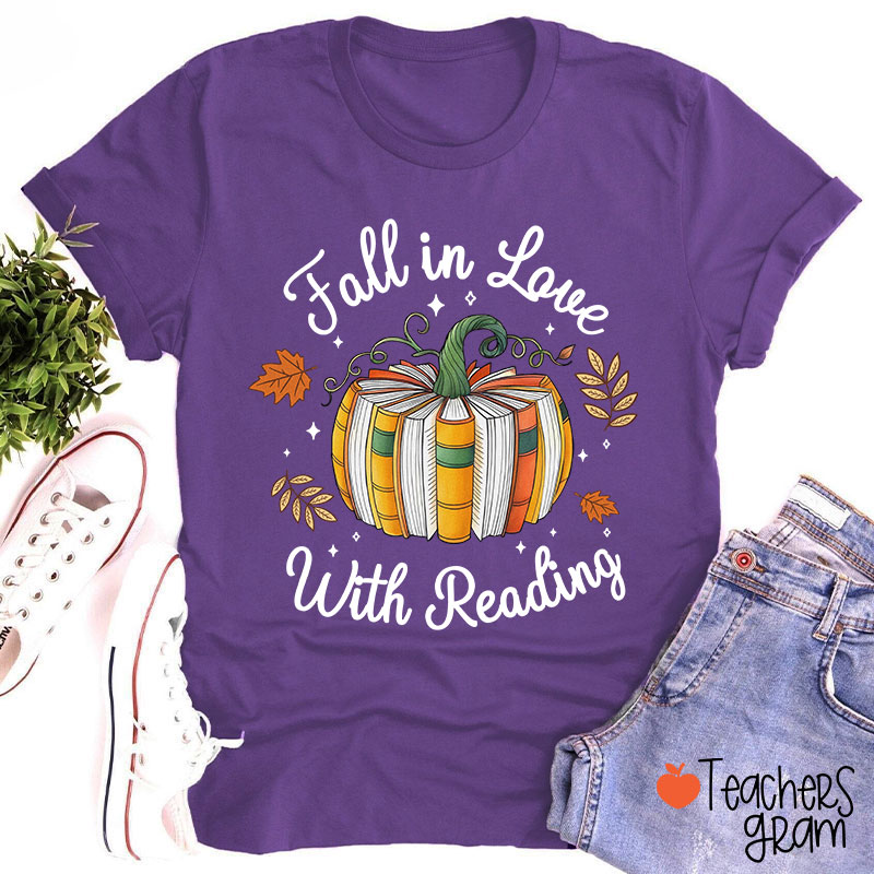 Fall In Love With Reading Autumn Teacher T-Shirt