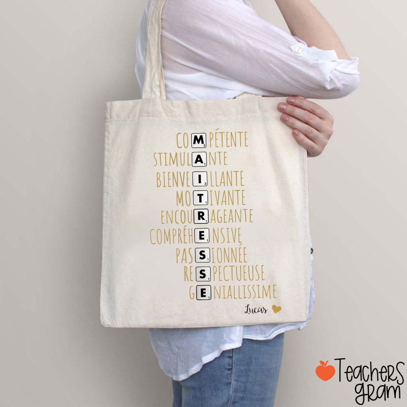 Personalized Maitresse Teacher Tote Bag