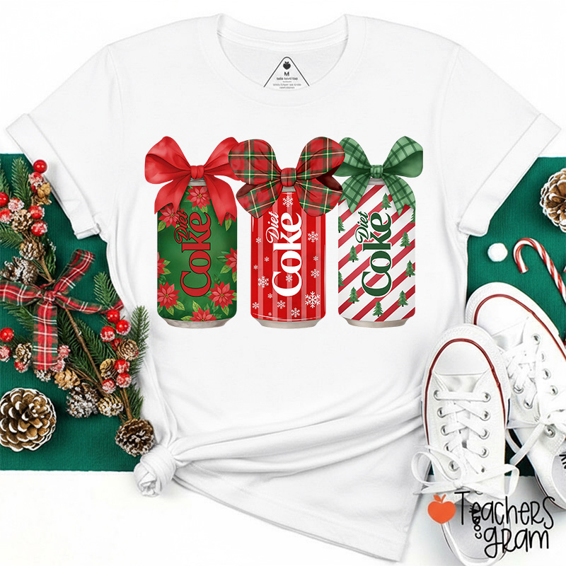 Christmas Soda Coquette Bow Teacher T-Shirt