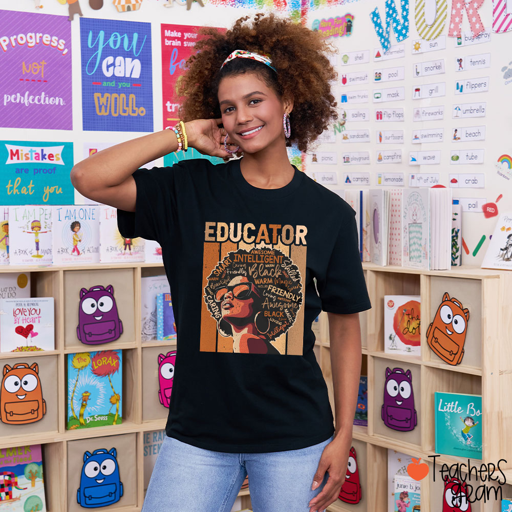 Awesome Smart Black Educator Teacher T-Shirt