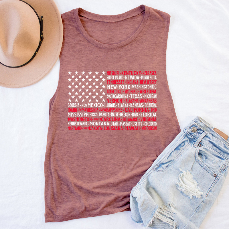 Vintage American Flag 4th Of July Teacher Tank Top