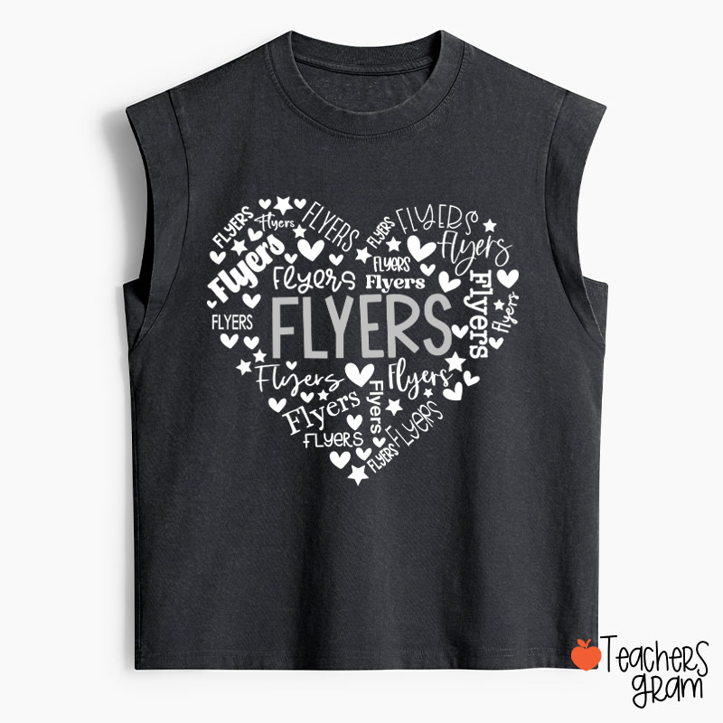 Personalized Mascot Heart Teacher Washed Tank Top