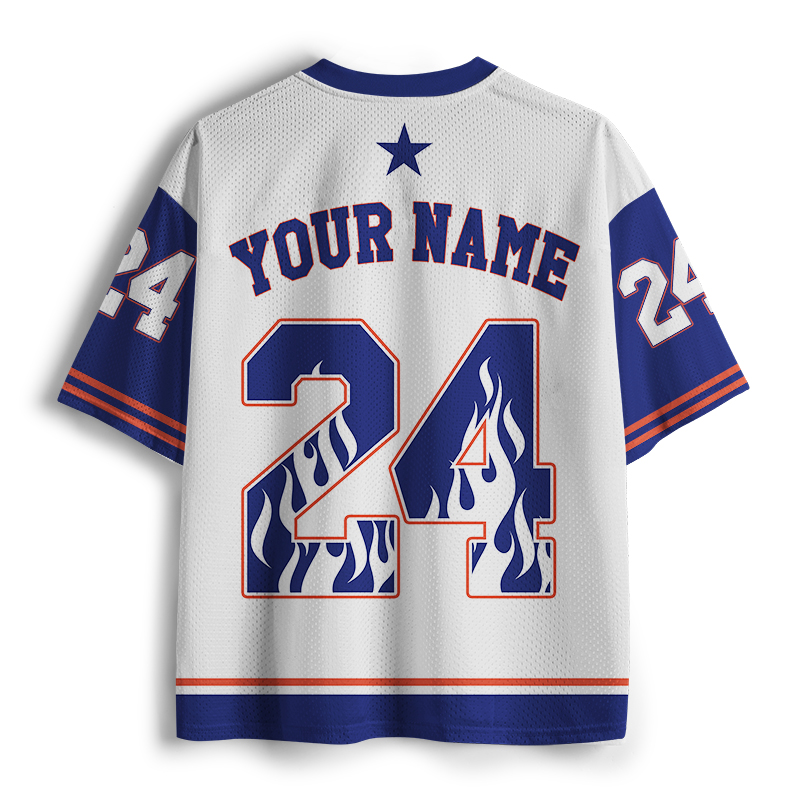 Personalized Name And Number Flame Silhouette Teacher Mesh Jersey