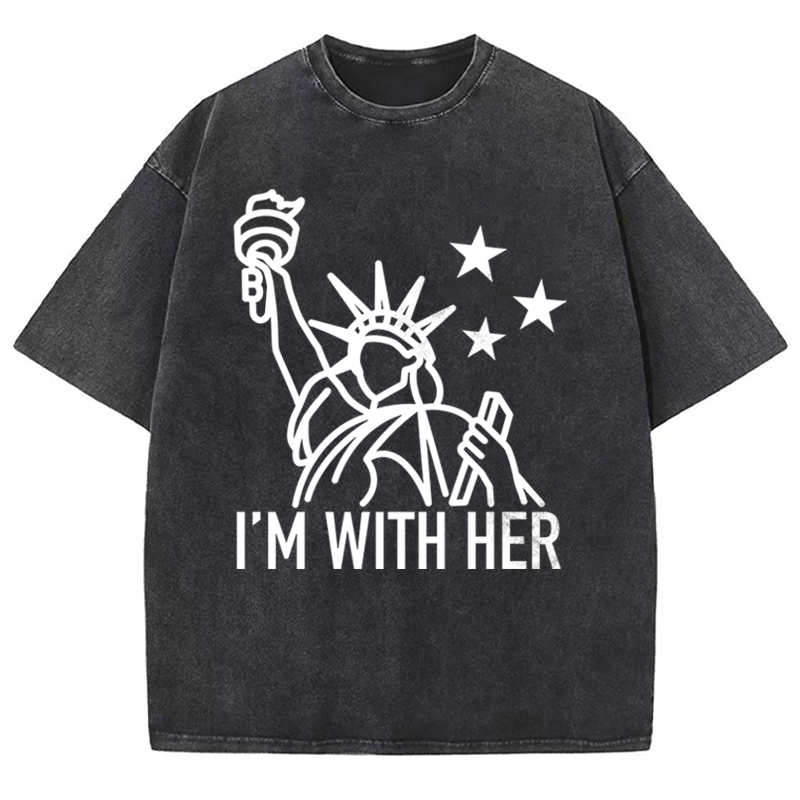 I'm With Her Teacher Washed T-Shirt