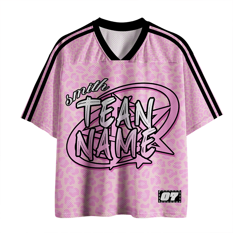 Personalized Team Name And Number Pink Leopard Teacher Mesh Jersey