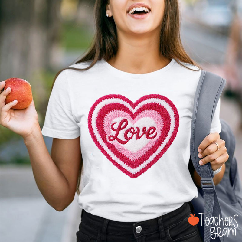 Faux Yarn Love In Heart Teacher T-Shirt