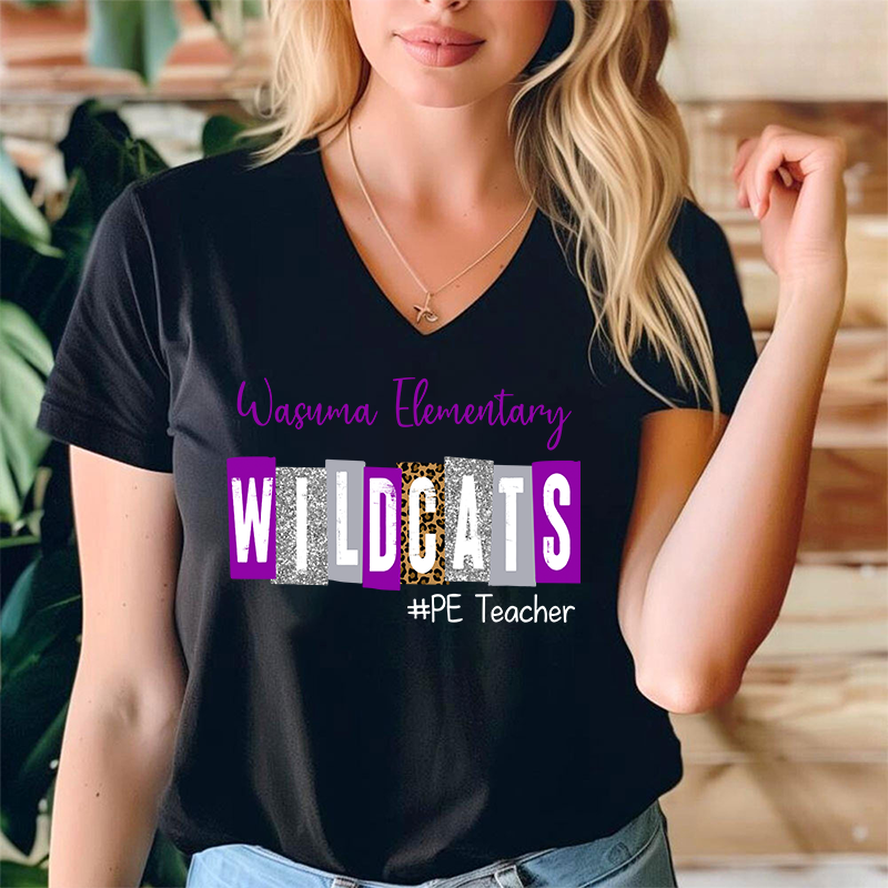 Personalized School Spirit Cheer For You Teacher Female V-Neck T-Shirt