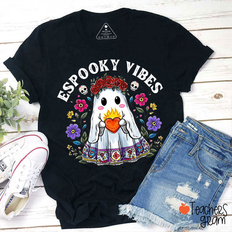 Espooky Vibes Mexican Conchas Ghost Teacher T-Shirt