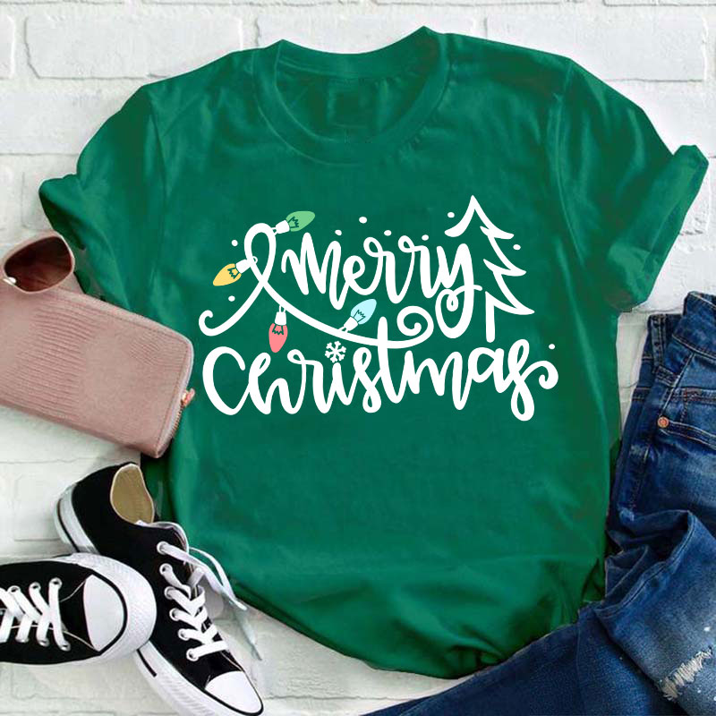 Merry Christmas Lights Teacher T-Shirt