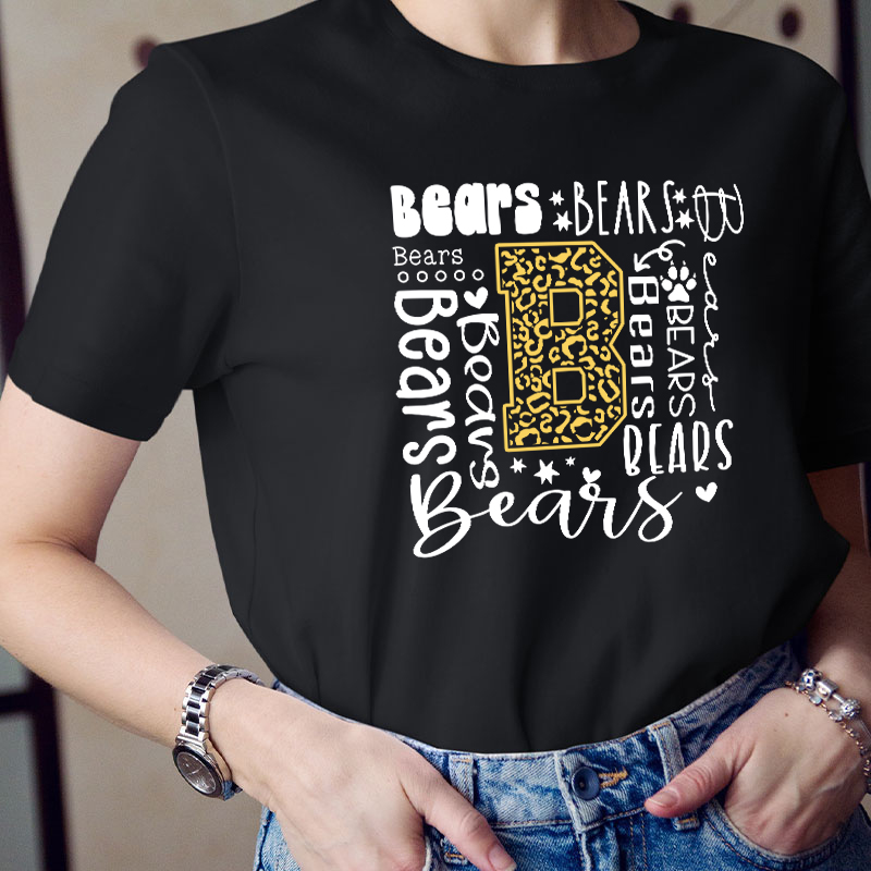 Personalized Colorful Leopard Mascot Teacher T-Shirt