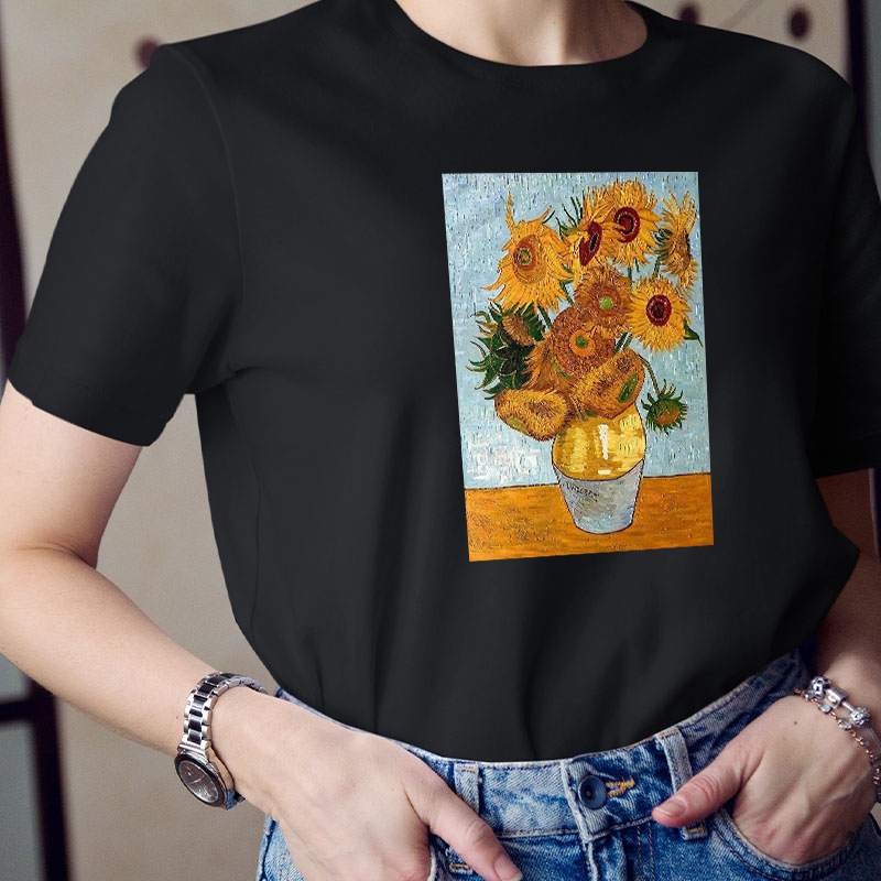 Vintage Art Sunflower Teacher T-Shirt