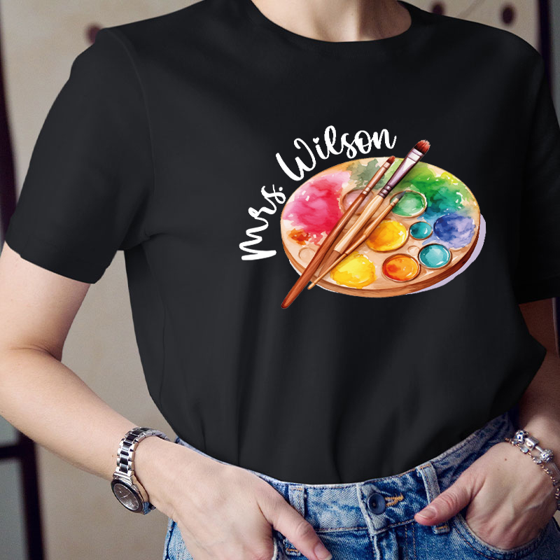 Personalized Artist Palette Teacher T-Shirt