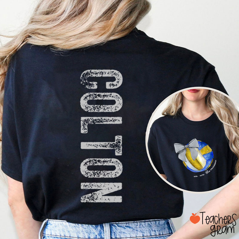 Personalized Mascot And Sport Coquette Bow Teacher Two Sided T-Shirt