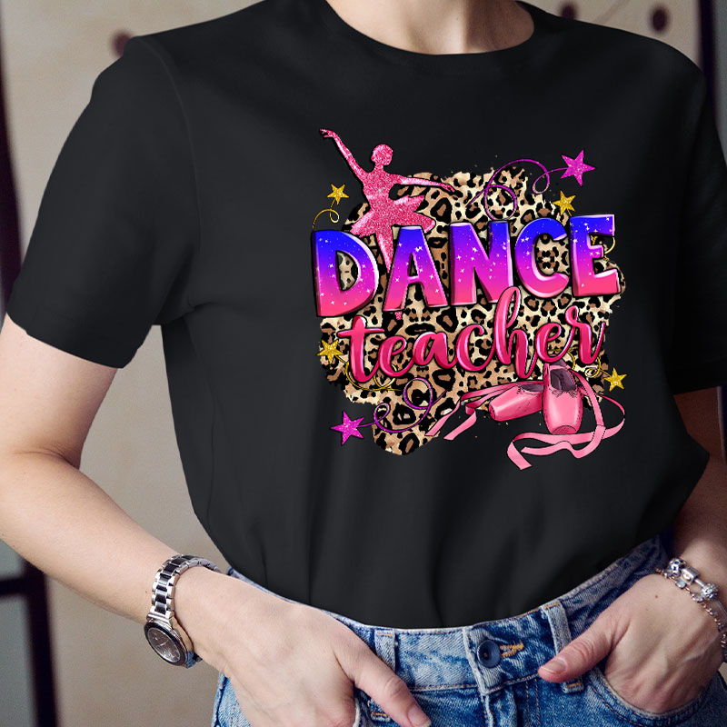 Leopard Print Pink Dance Teacher T-Shirt