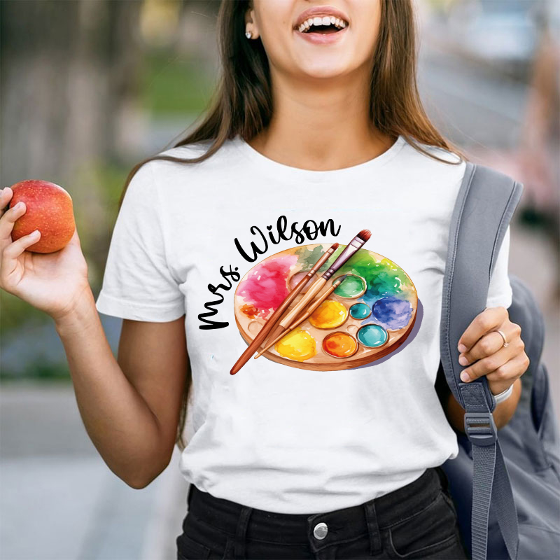 Personalized Artist Palette Teacher T-Shirt
