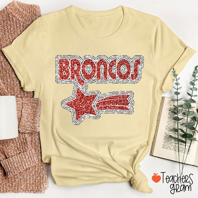 Personalized Mascot Glitter Star Game Day Teacher T-Shirt