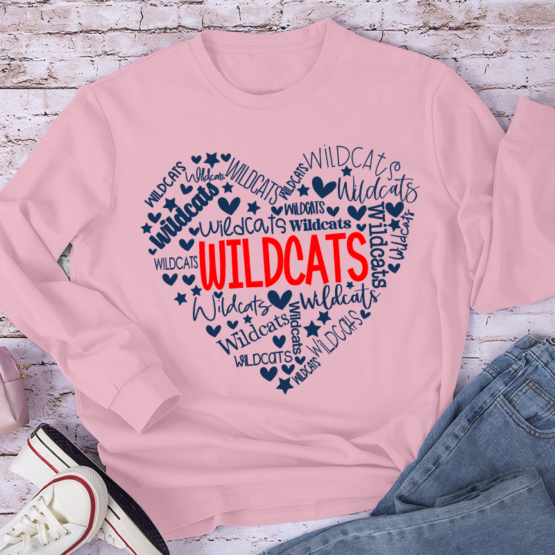 Personalized Mascot Heart Teacher Long Sleeve T-Shirt