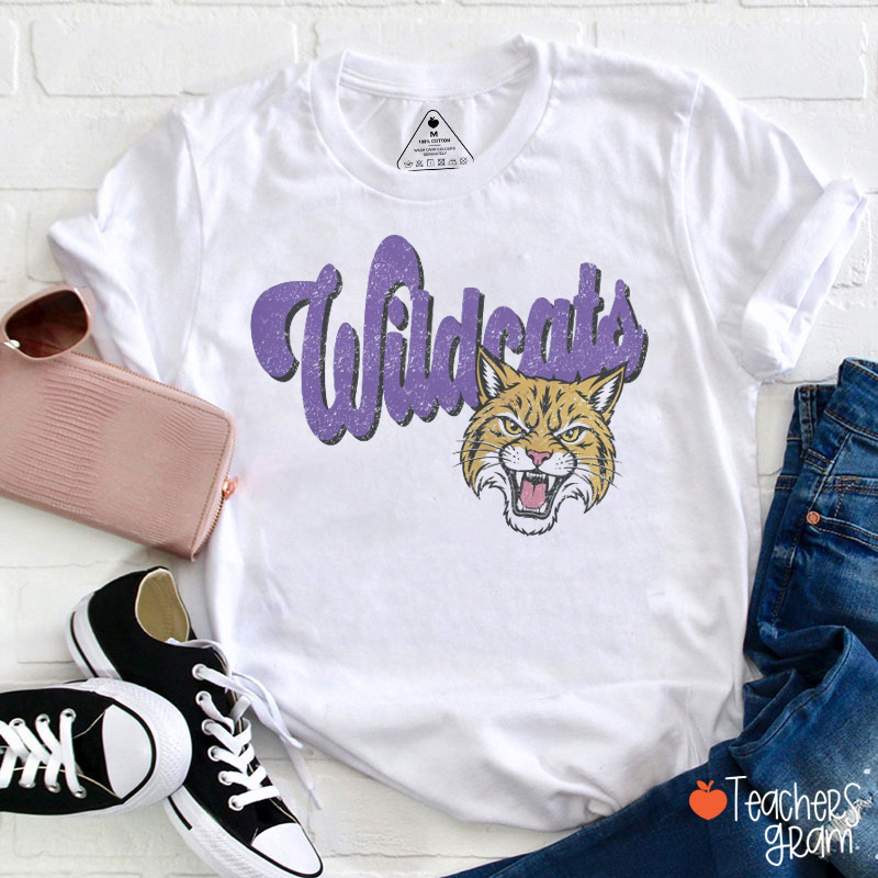 Personalized Mascot Name And Color Retro Script Mascot Teacher T-Shirt