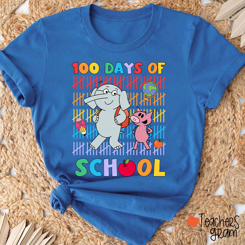 100 Days Of School Elephant Teacher T-Shirt