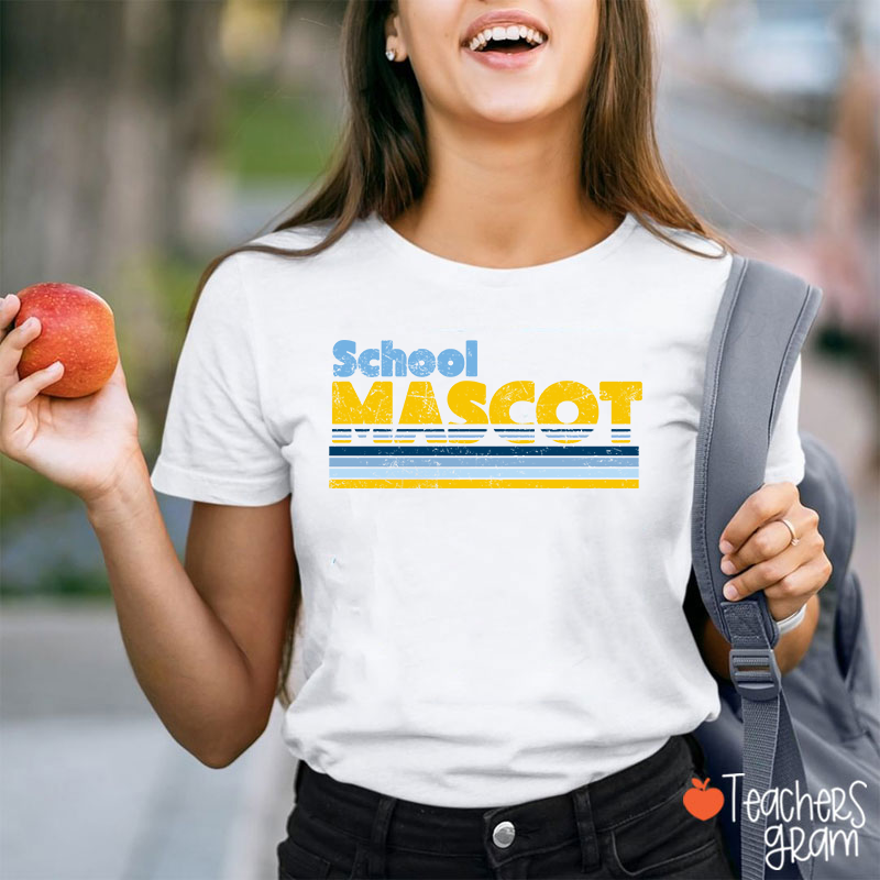 Personalized Mascot And School Name Contrast Color Line Design Teacher T-Shirt