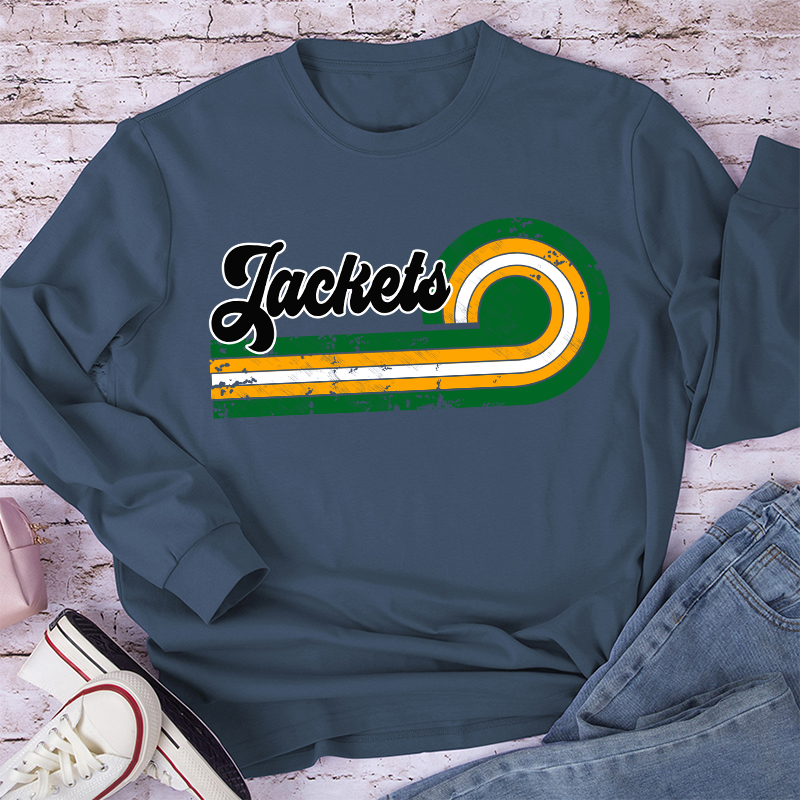 Personalized Retro Mascot School Spirit Teacher Long Sleeve T-Shirt