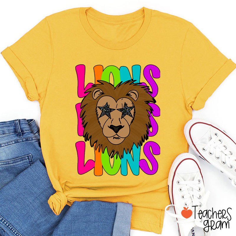 Personalized Mascot Star Glasses Teacher T-Shirt