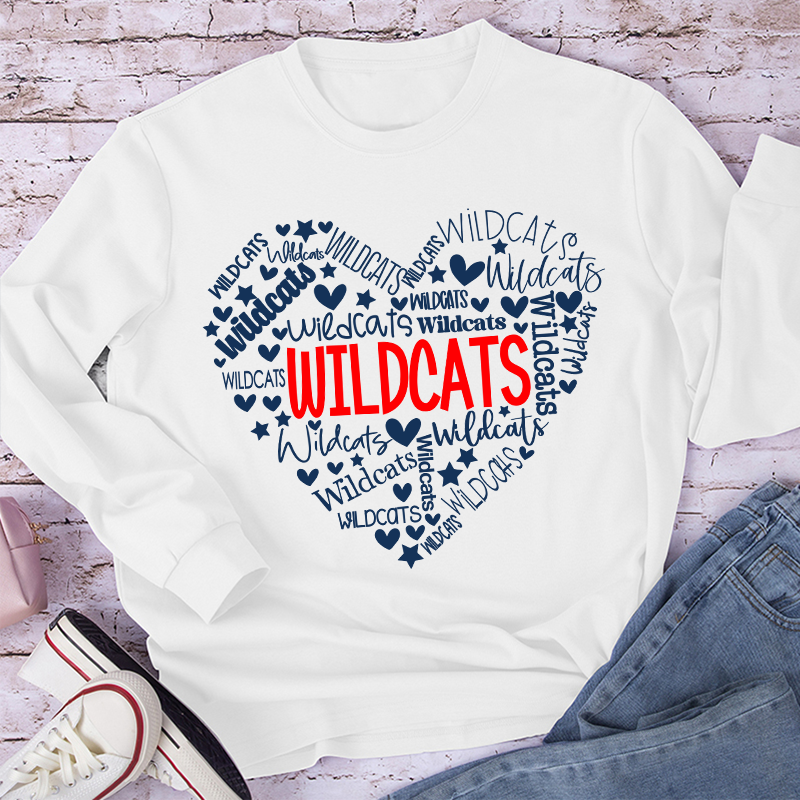 Personalized Mascot Heart Teacher Long Sleeve T-Shirt