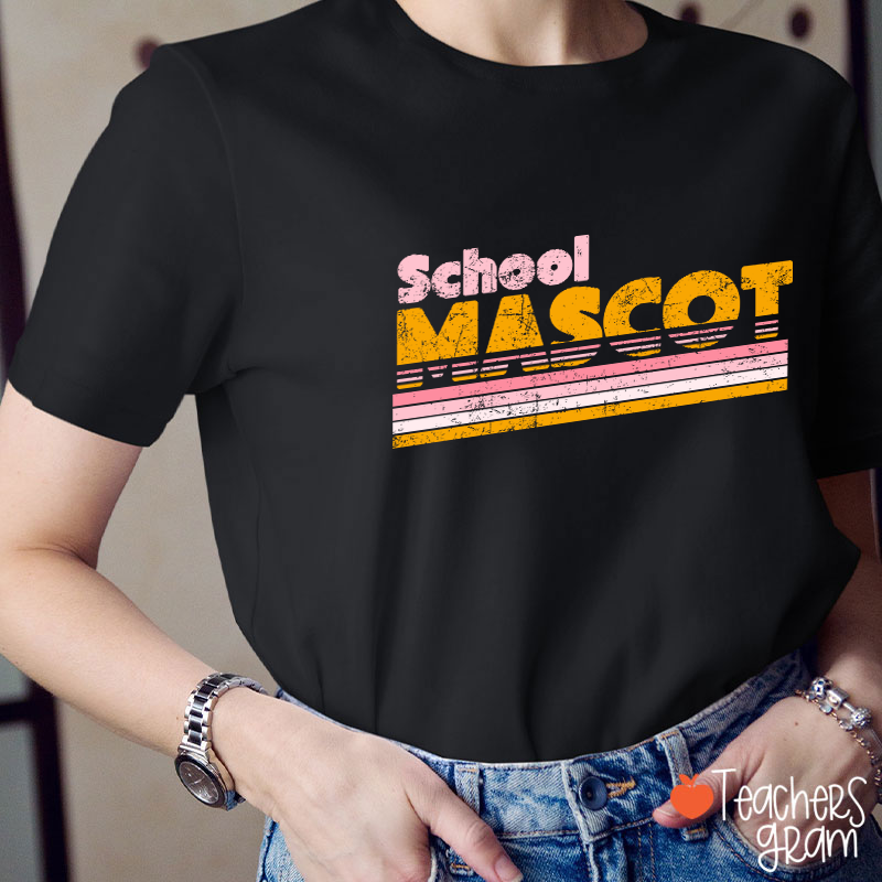 Personalized Mascot And School Name Contrast Color Line Design Teacher T-Shirt