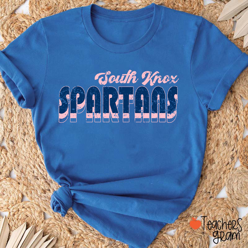 Personalized Mascot And School Name Distressed Retro Spirit Teacher T-Shirt