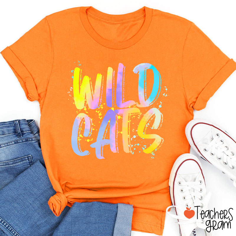 Personalized Mascot Watercolor Fonts Teacher T-Shirt