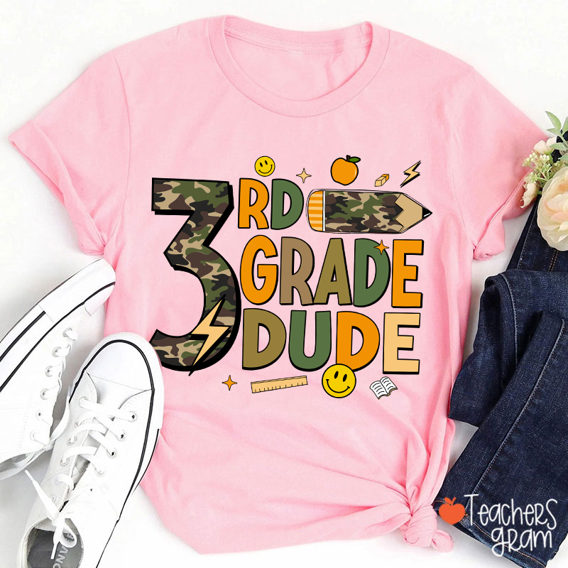Personalized Grade Camo Pencil Teacher T-Shirt