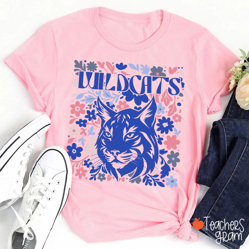 Personalized Mascot Flowers School Spirit Teacher T-Shirt