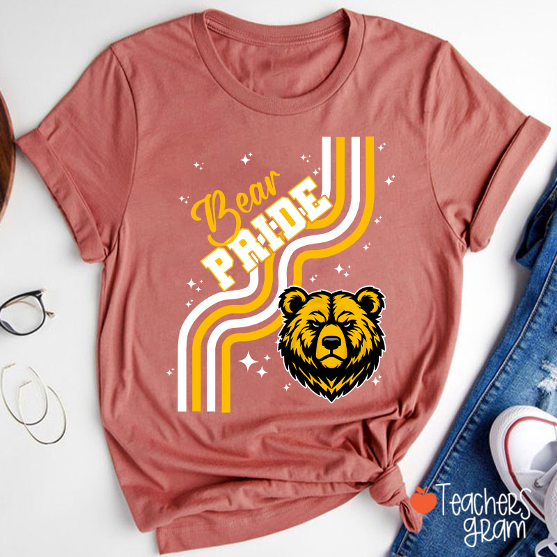 Personalized Mascot Wavy Lines Teacher T-Shirt