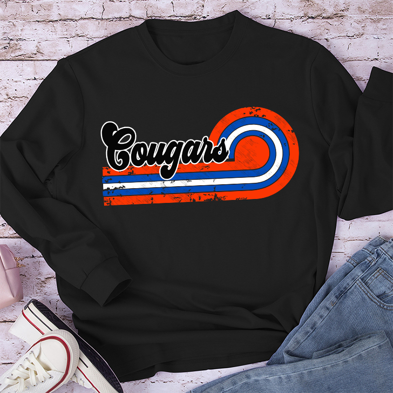 Personalized Retro Mascot School Spirit Teacher Long Sleeve T-Shirt