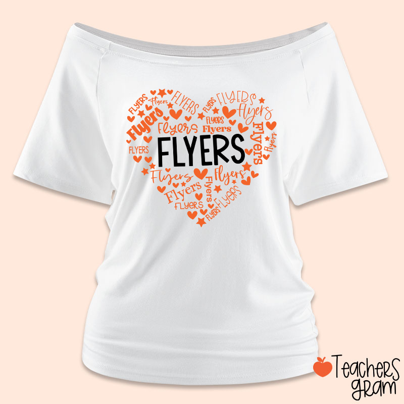 Personalized Mascot Heart Teacher Off Shoulder Shirt
