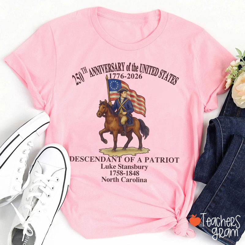 Personalized Patriotic Semiquincentennial Teacher T-Shirt