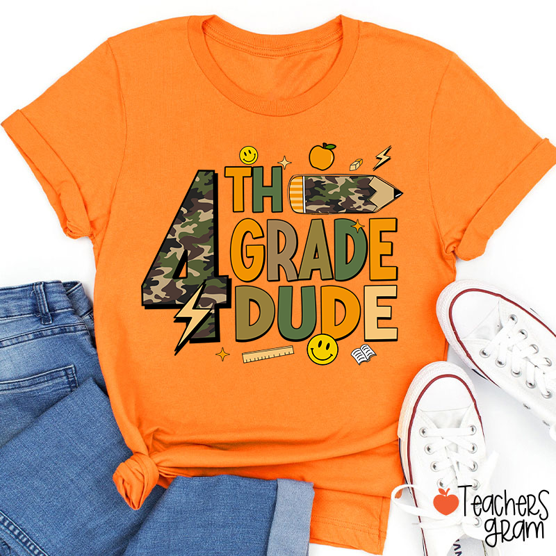 Personalized Grade Camo Pencil Teacher T-Shirt