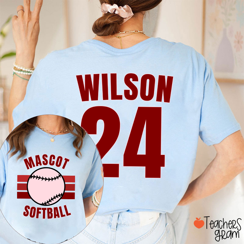 Personalized Mascot And Sport Gradient Lines Teacher Two Sided T-Shirt